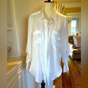 MISA LOS ANGELES Romantic ruffle silky button down blouse size medium